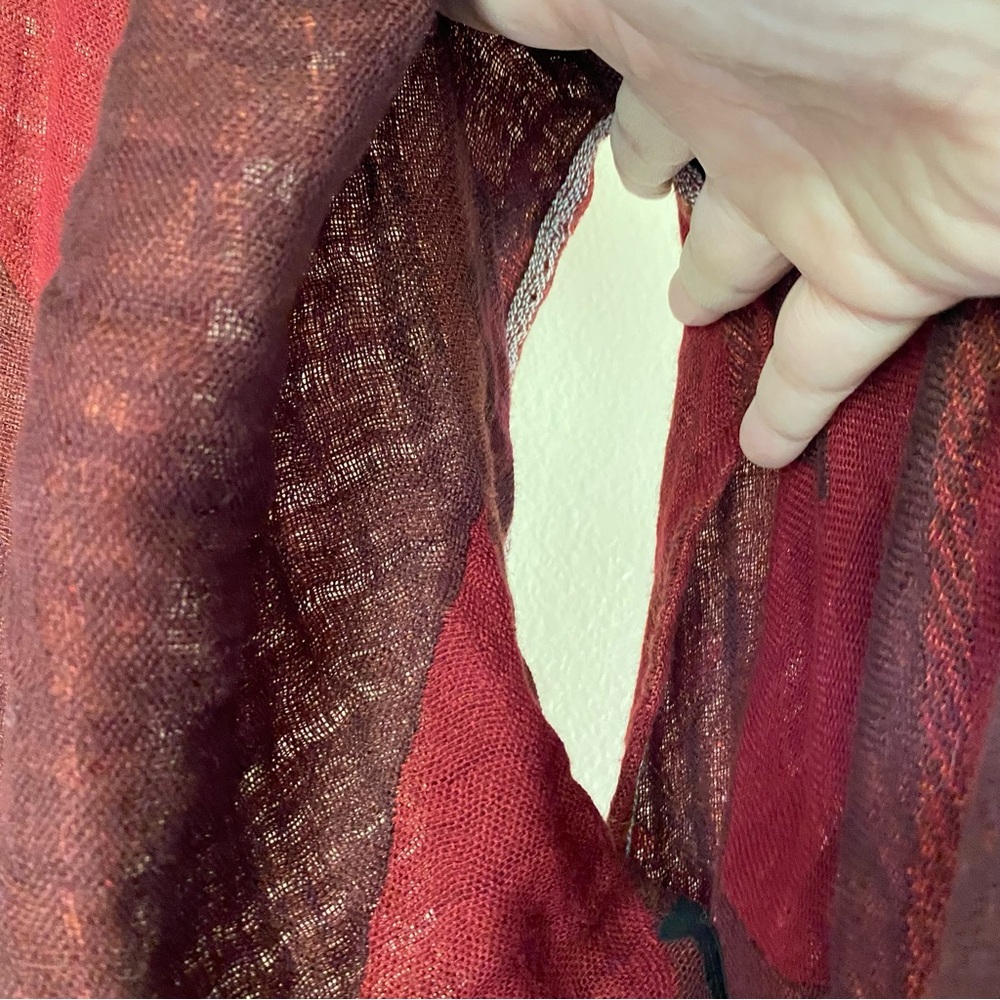 American Eagle Striped Poncho Open Cardigan, OS Red Black, Southwestern, Western - Picture 6 of 7